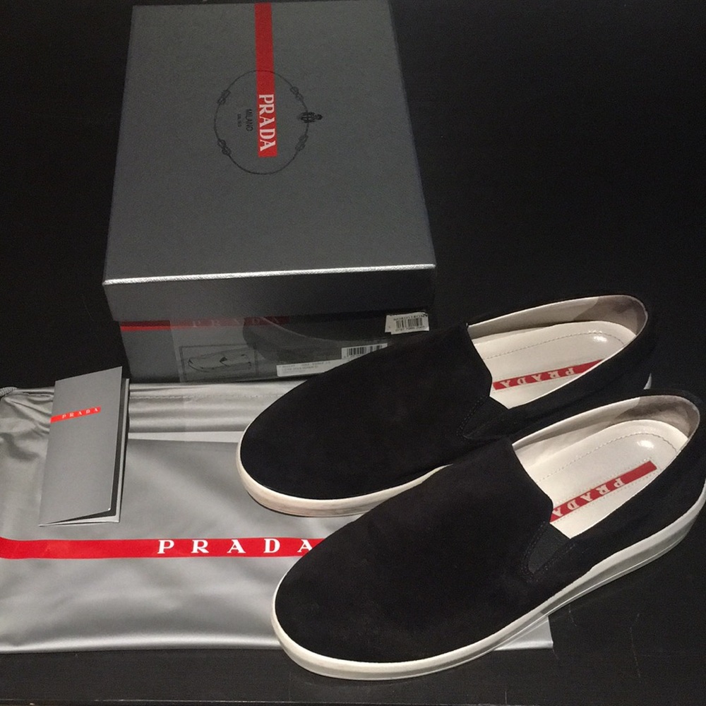 Prada Black Suede Skate Slip On Size 10